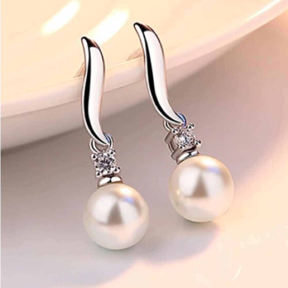 💫 Sterling Silver 925 Pearl Drop Earrings